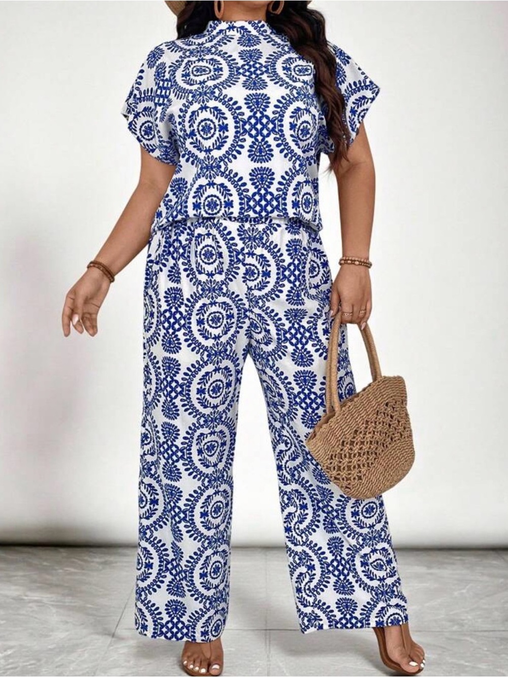 SHEIN VCAY Plus Size Summer Casual Vintage Two Pieces Set